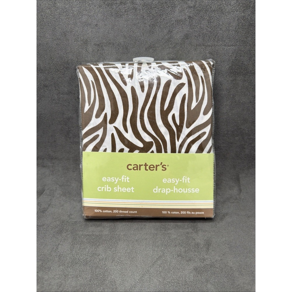 Carters Brown Zebra Print Easy Fit Crib Sheet
